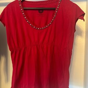 Double D Ranch Red Studded Short Sleeve Top